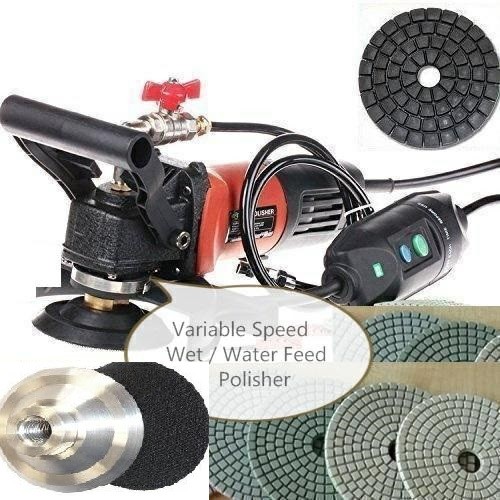 Wet Polisher Kit 62PCS 4″ Diamond Pads + 8 Extra Carbon Brush Set Granite Quartz