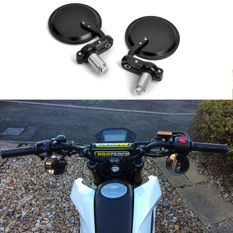 7/8″ Black CNC Round Rearview Mirrors Set Custom For Handle Bar End Motorcycle