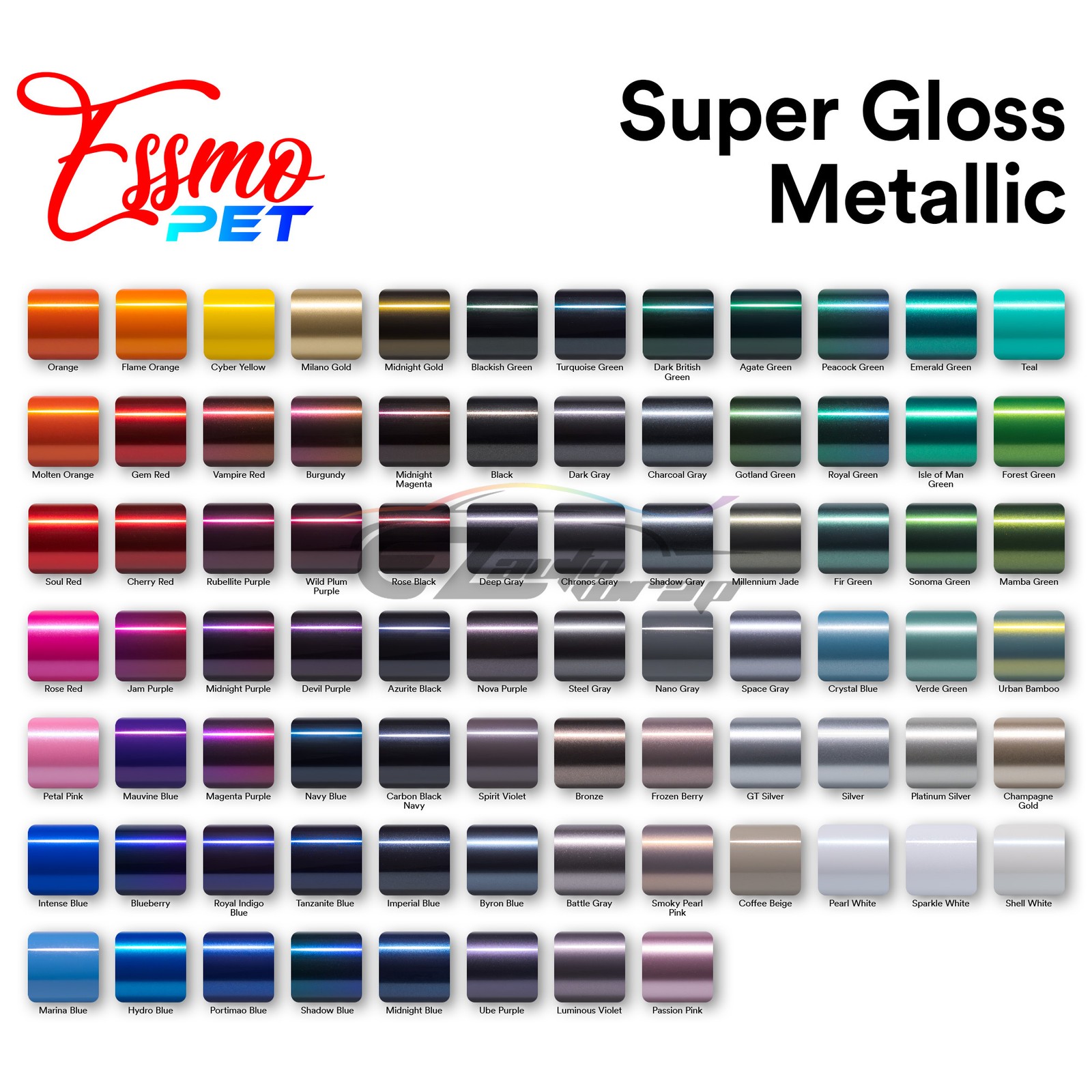 ESSMO PET Super Gloss Metallic Rubellite Purple Vehicle Vinyl Wrap Decal Paint