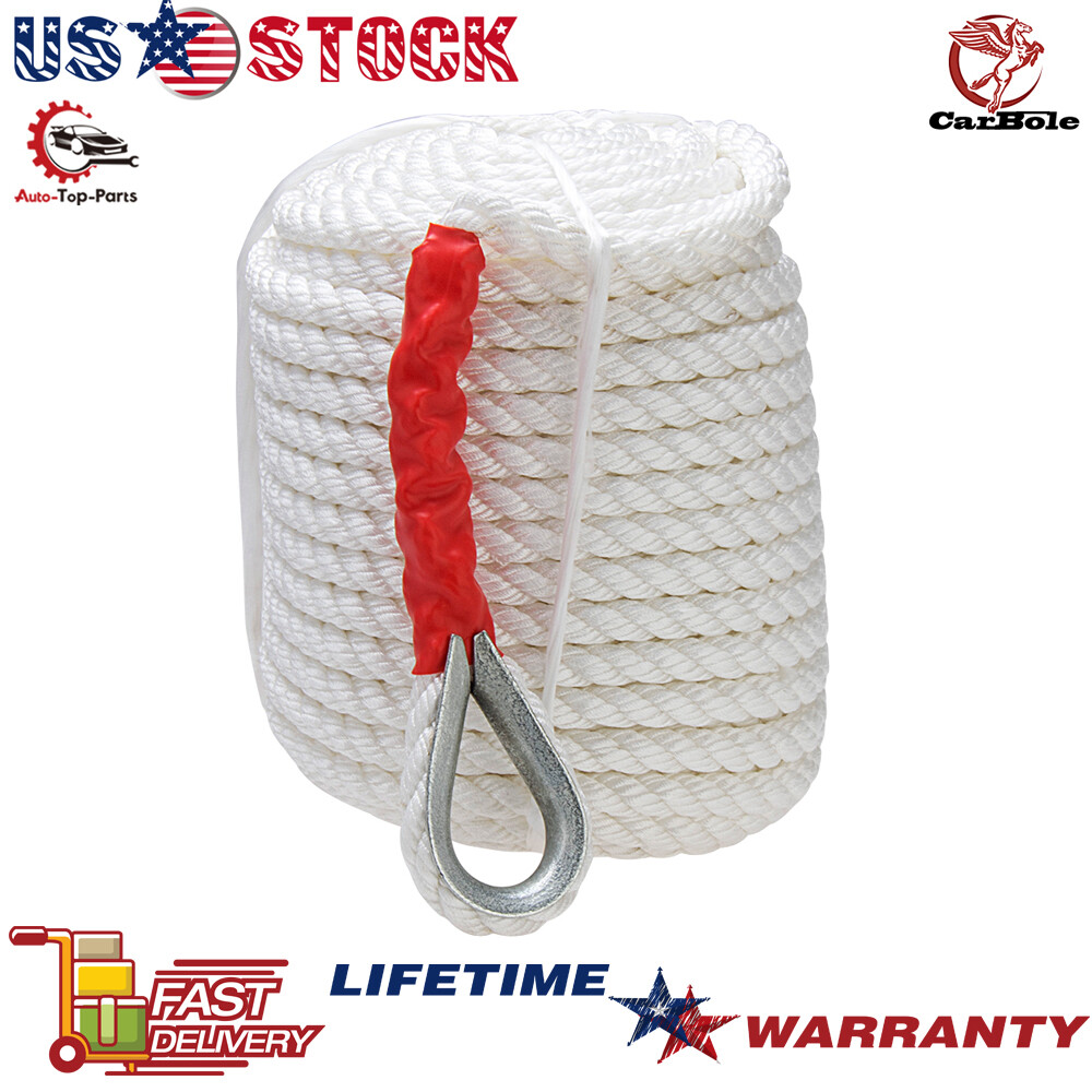 [3/4inch, 200ft] Polypropylene Rope 3 Strand Twisted Anchor Line, Anchor Rope US