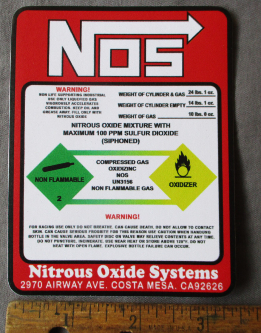 2X NOS Nitrous Oxide Racing Label Decals Stickers FREE SHIPPING