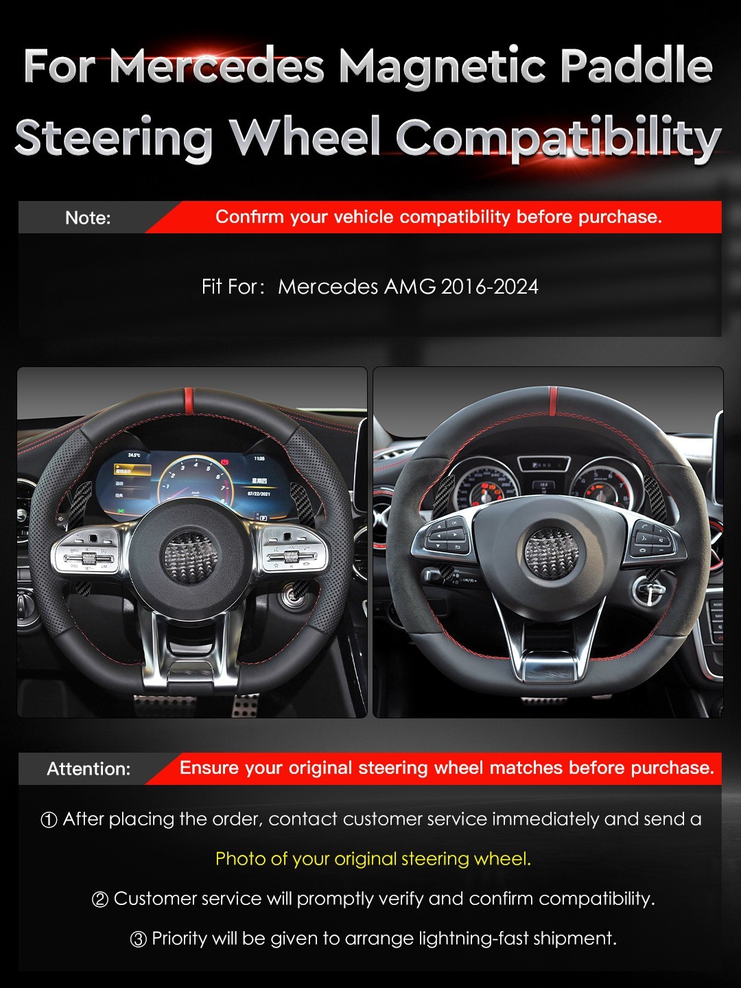 Glossy Carbon Fiber/Aluminum Alloy Paddle Shifter For Mercedes Benz AMG