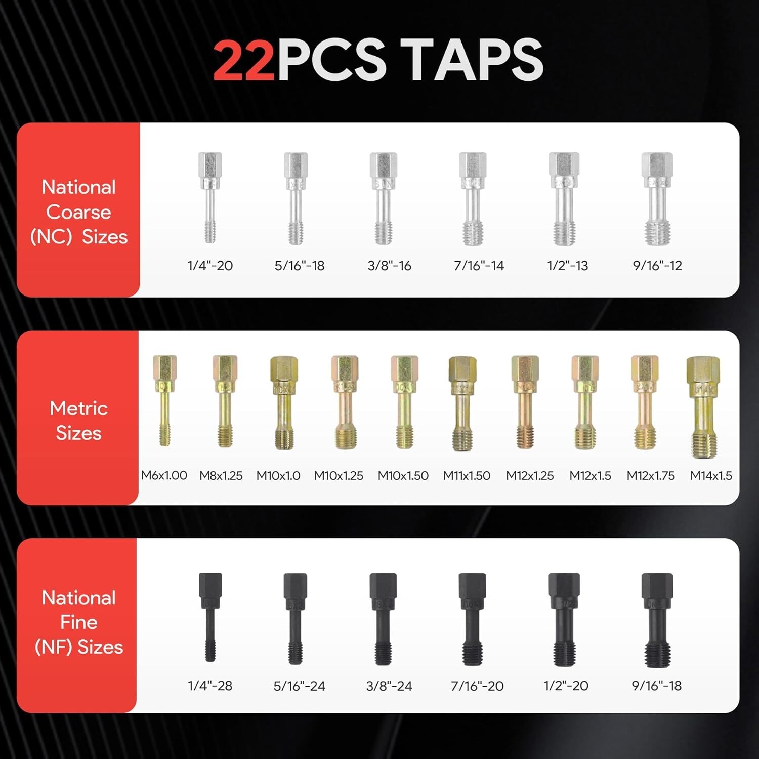 49PC Thread Repair UNC UNF Metric Thread Chaser Restorer Kit with Tap Dies