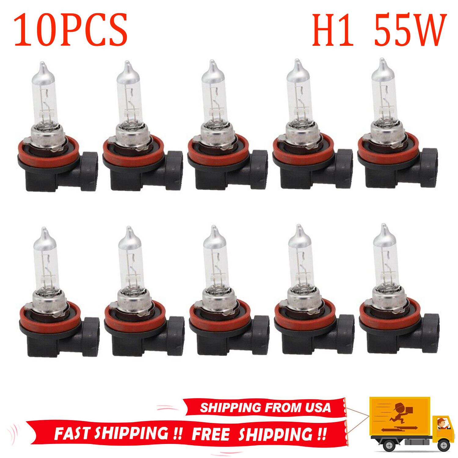 10pcs H11 12V 55W Super Bright Ultra White Fog Halogen Bulb Car Head Light Lamp