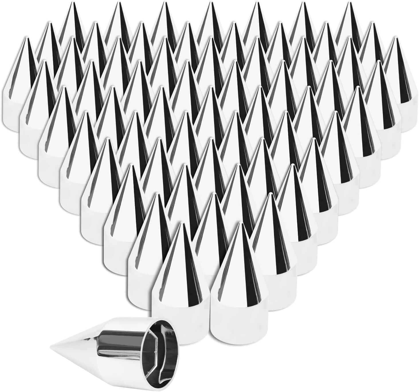 33mm x 4 1/4″ Chromed Spike Lug Nuts Covers Push on,ABS Chrome Plastic Caps 60