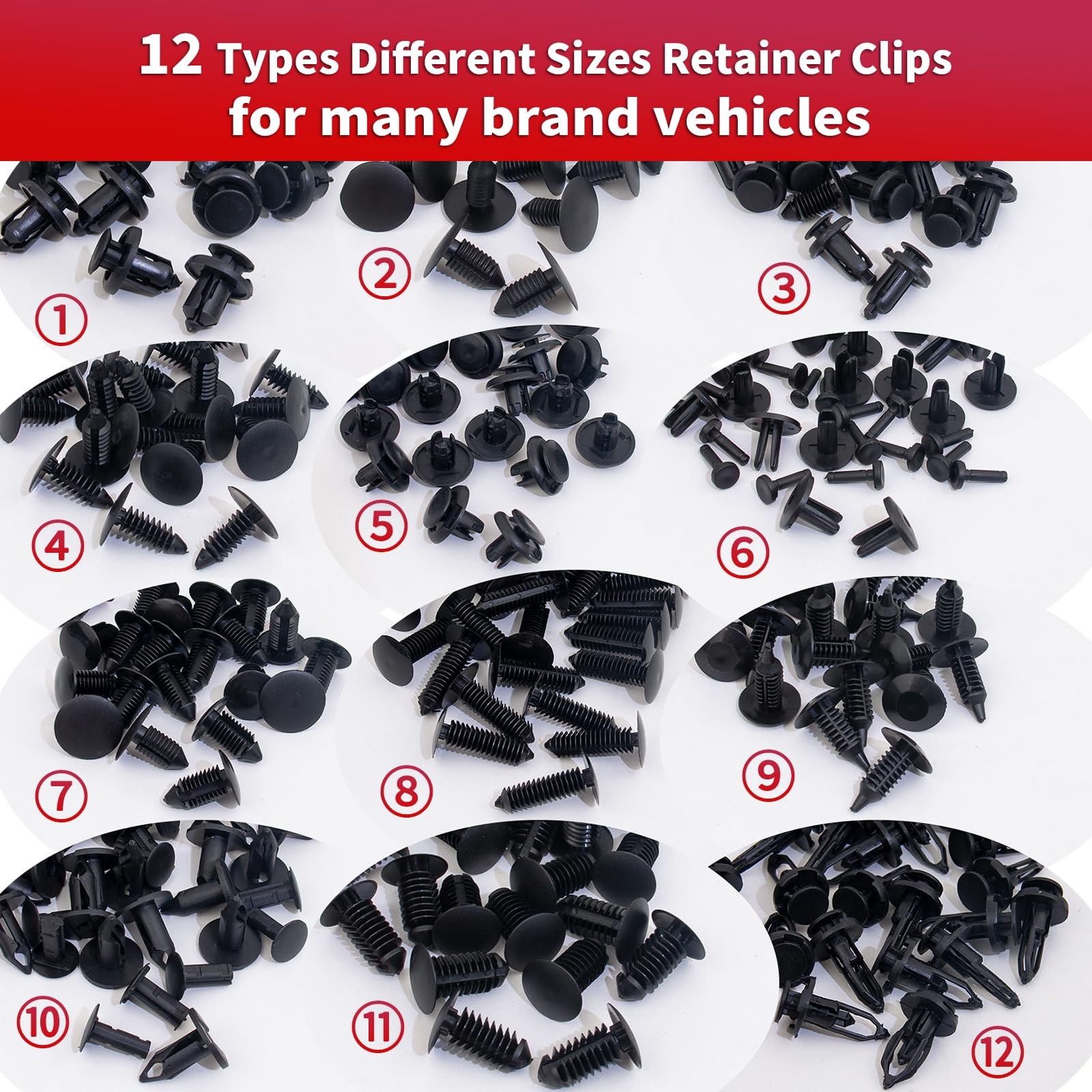 252PCS Bumper Retainer Clips Car Plastic Rivets Fasteners Push 252Pcs, Black