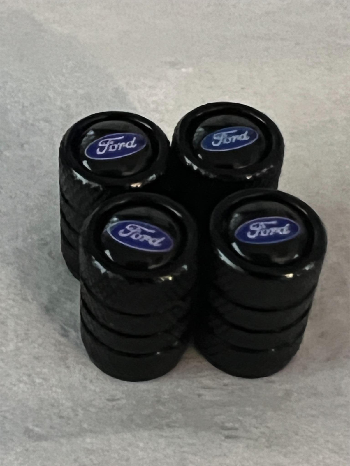 4 Black Ford Tire Valve Stem Caps For Truck Car Universal Fitting Free Shipping