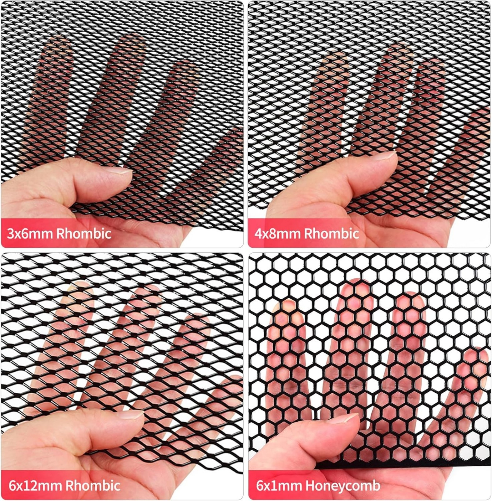 US Universal Car Grille Mesh 40″x13″ – Black Aluminum Rhombic Protection Sheet