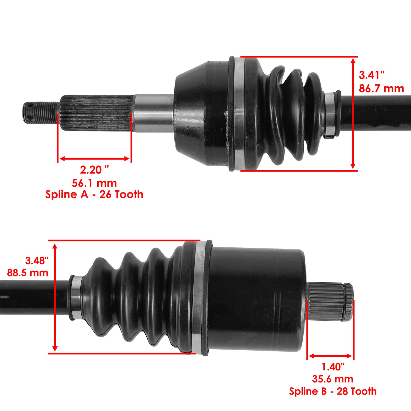 Front & Rear Complete CV Joint Axle For Polaris RZR 570 2012-2022 Left & Right