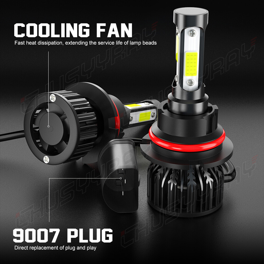 2X H13 9008 Super Bright LED Headlight Bulbs Kit 660000LM 6000K White Hi-Lo Beam