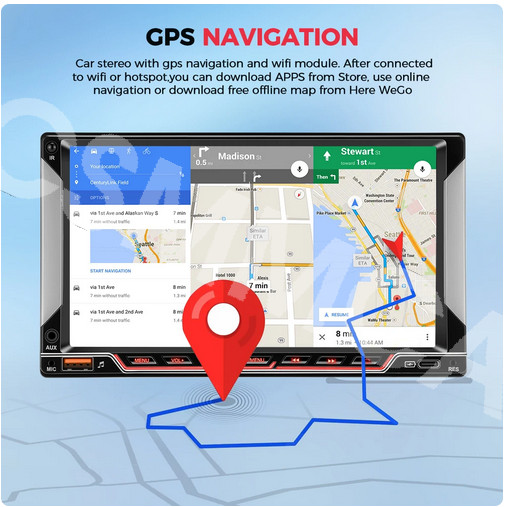 2DIN Car Stereo MP5 Player Touch Screen For Apple Carplay FM Radio GPS Navi WIFI