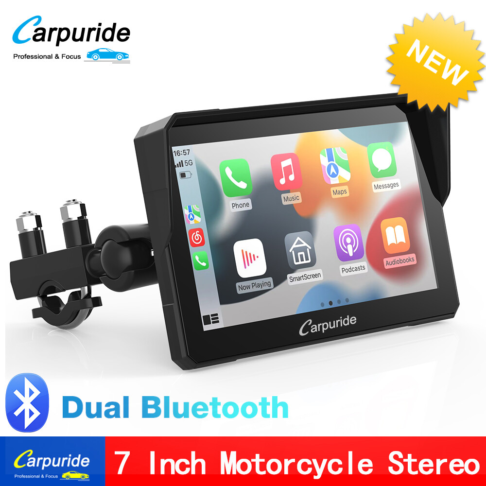 Carpuride Motorcycle Stereo Wireless Apple CarPlay Android Auto Bluetooth Play