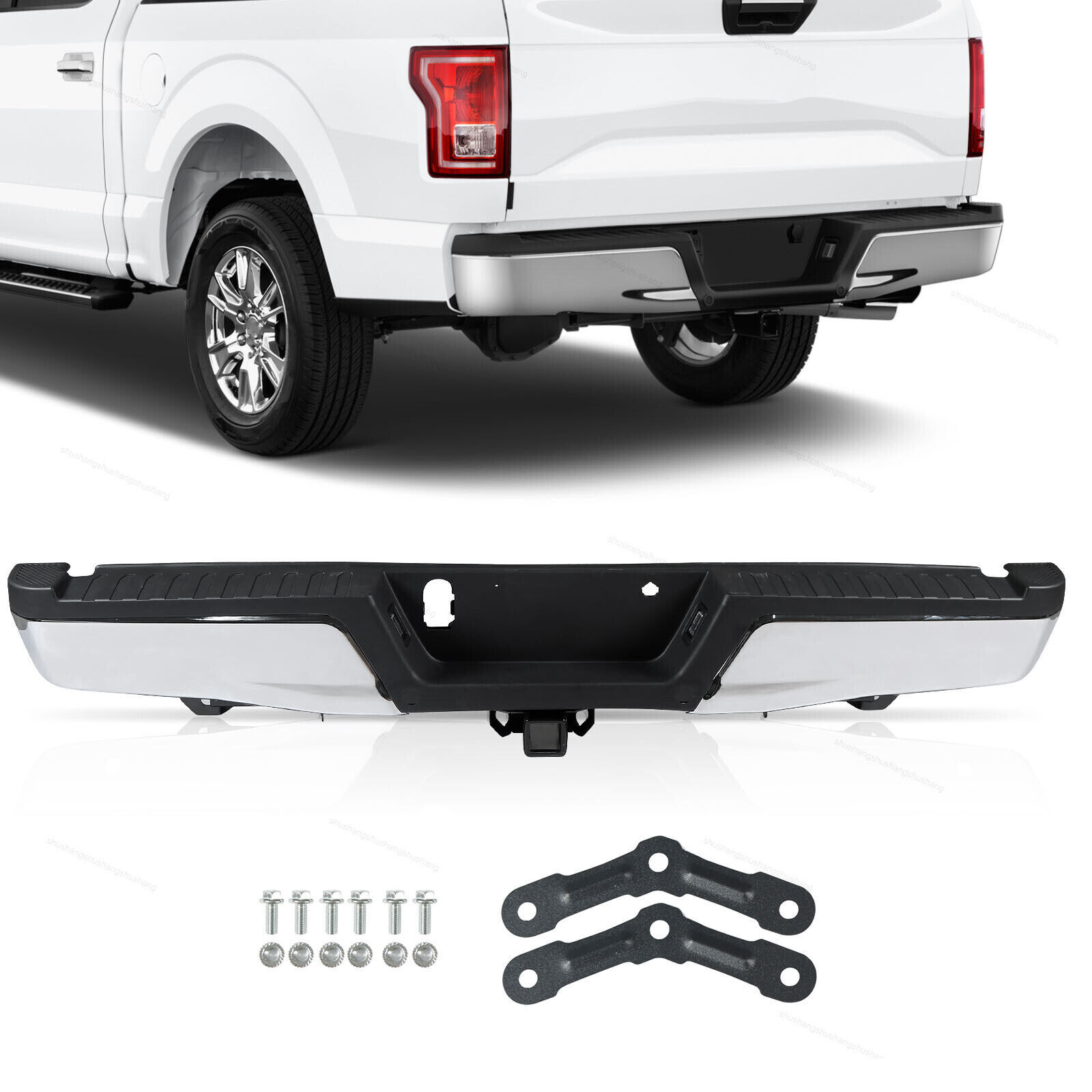 Steel & ABS Rear Bumper Assembly Fits 2015 2016 2017-2020 Ford F-150 150 W/ Tow