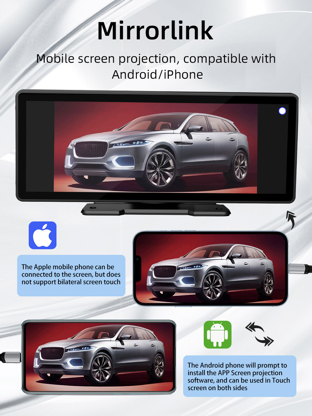 9.3in Bluetooth Car Stereo Radio MP5 Player FM Receiver AUX CarPlay Android Auto