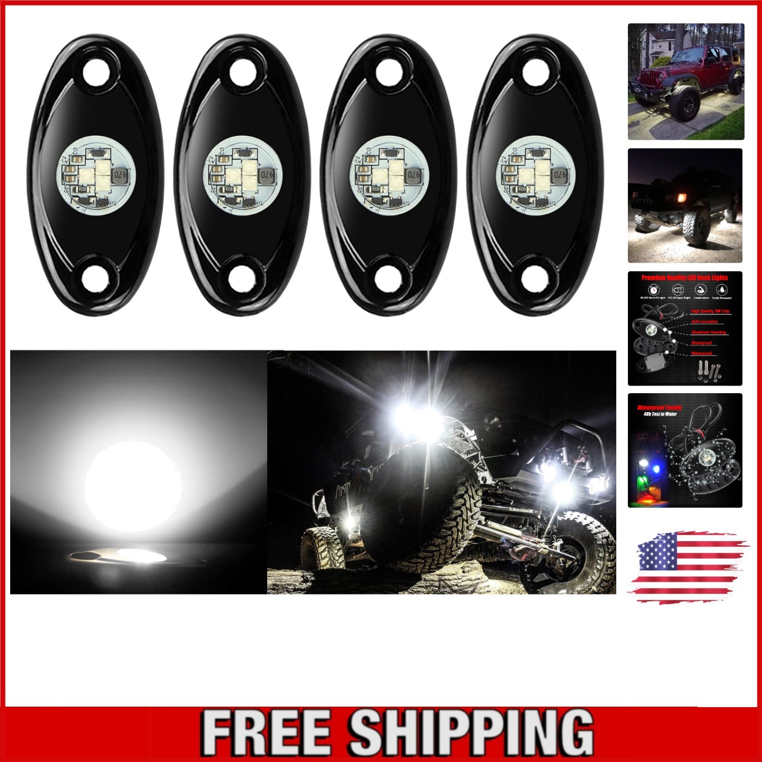 Durable 4 Pods LED Underbody Glow Lights – 50,000 Hours of Bright Illumination
