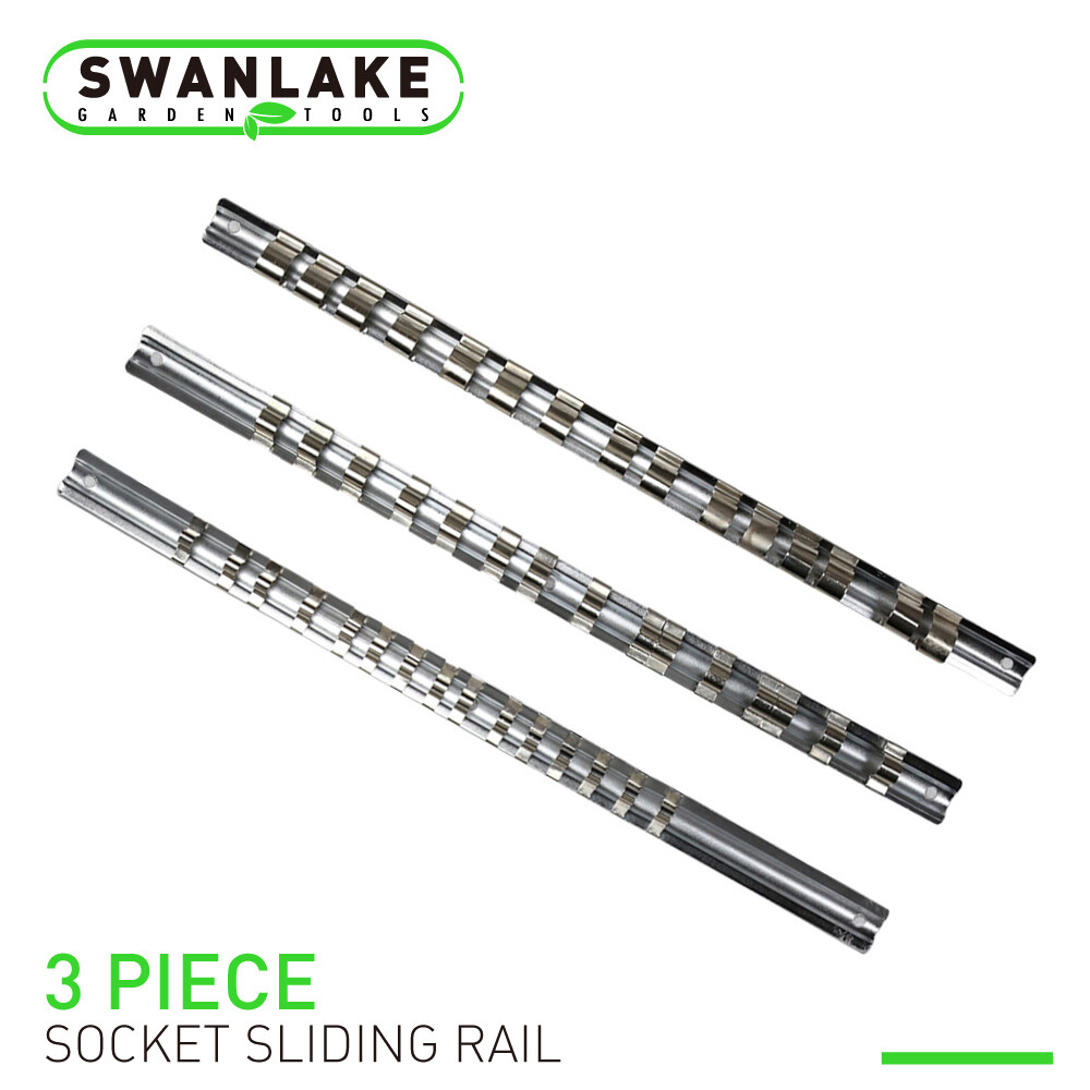 3pc Socket Holder Rail | 1/4″ 3/8″ 1/2″ Rack Mount Steel Drawer Tray Organizer