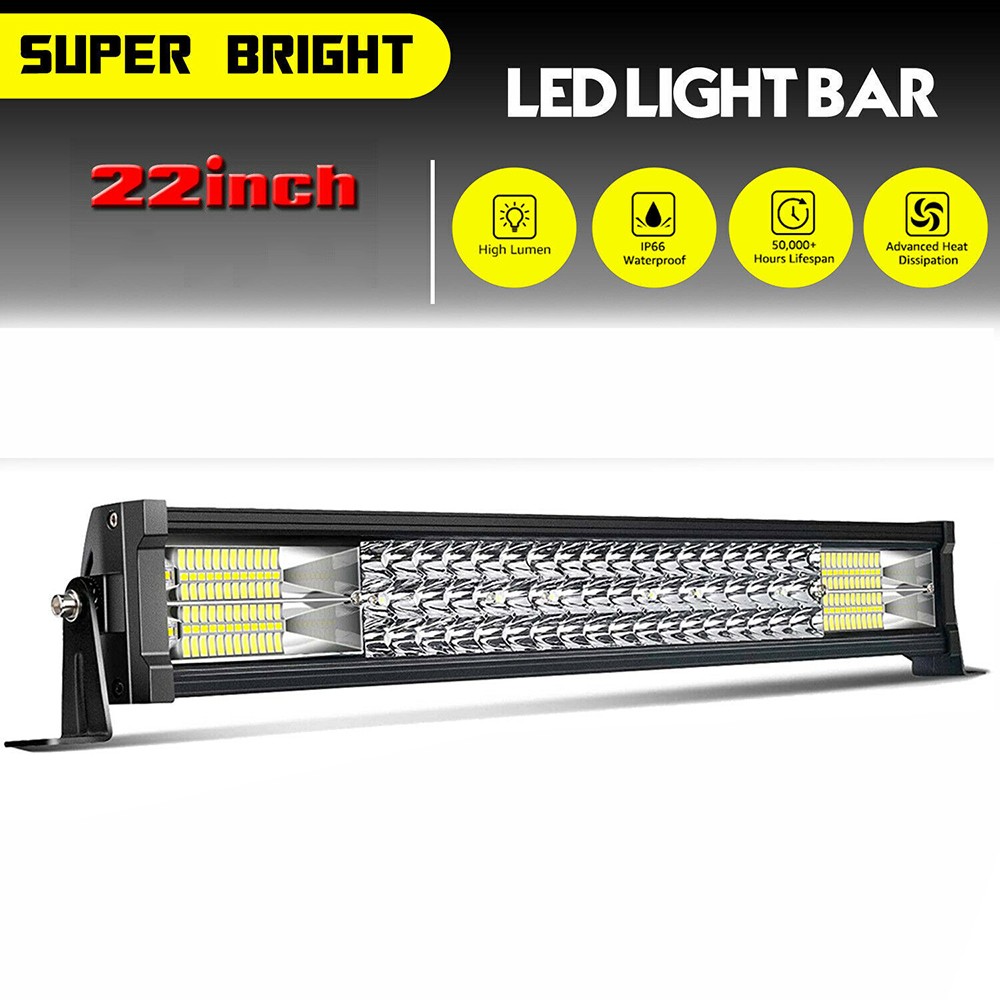 22inch LED Light Bar Spot Flood Combo +4″ Pods Offroad For Jeep Truck SUV+Wiring
