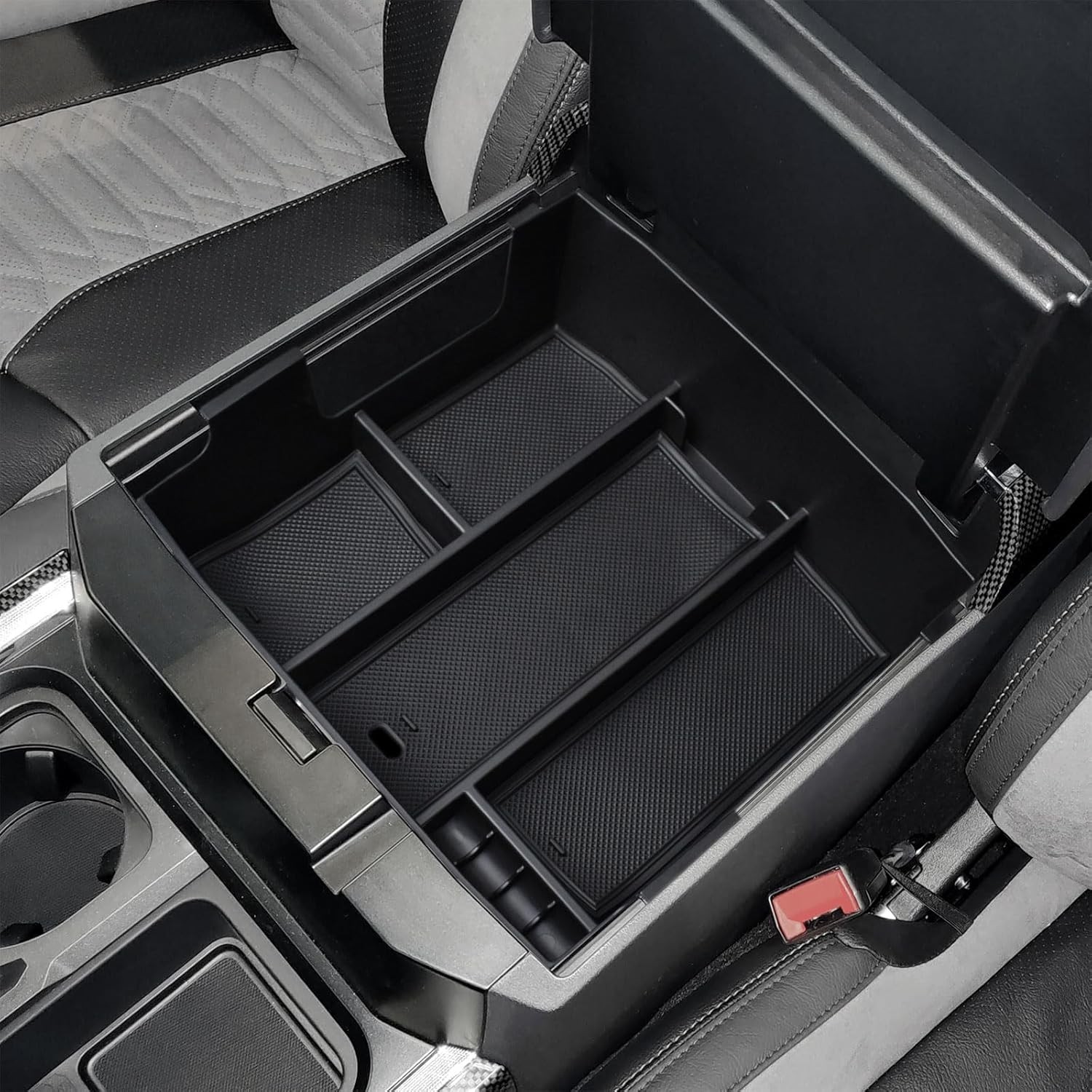 Black ABS Plastic Full Tray Organizer for Ford F250 F350 2023-2026 Center Consol