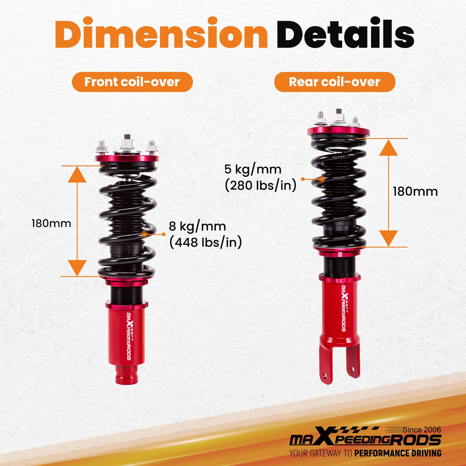 Adjustable Coilovers Struts w/ Camber Control Arms Kit for Honda Civic 96-00 EK