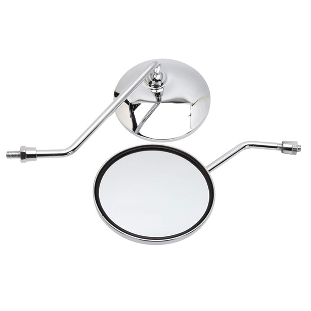 Motorcycle Chrome Round Rearview Side Mirror Universal For Vespa PX 125 Scooter