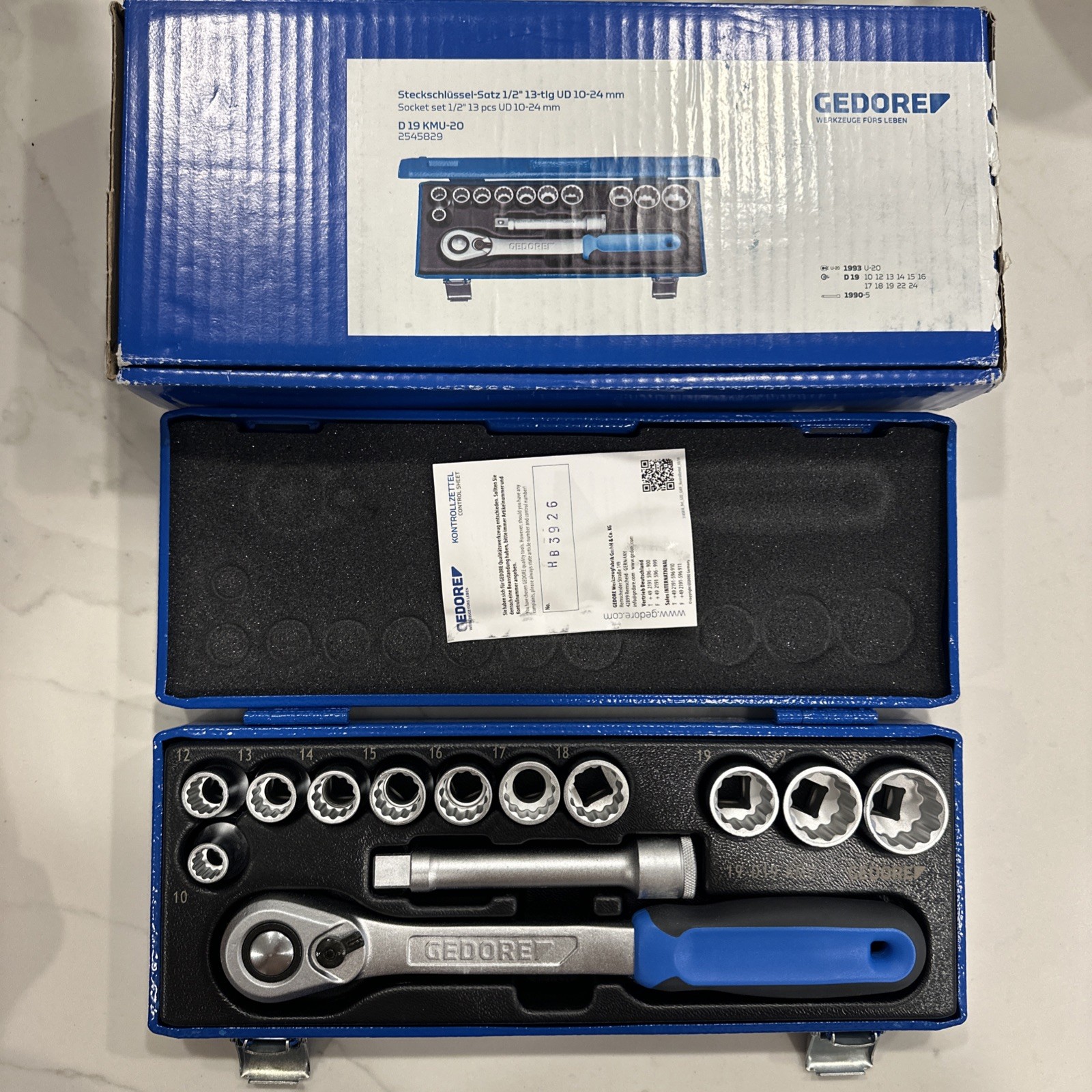 Gedore Ratchet & Socket Set 1/2 Drive 19 KMU-20 Metric – Made In Germany