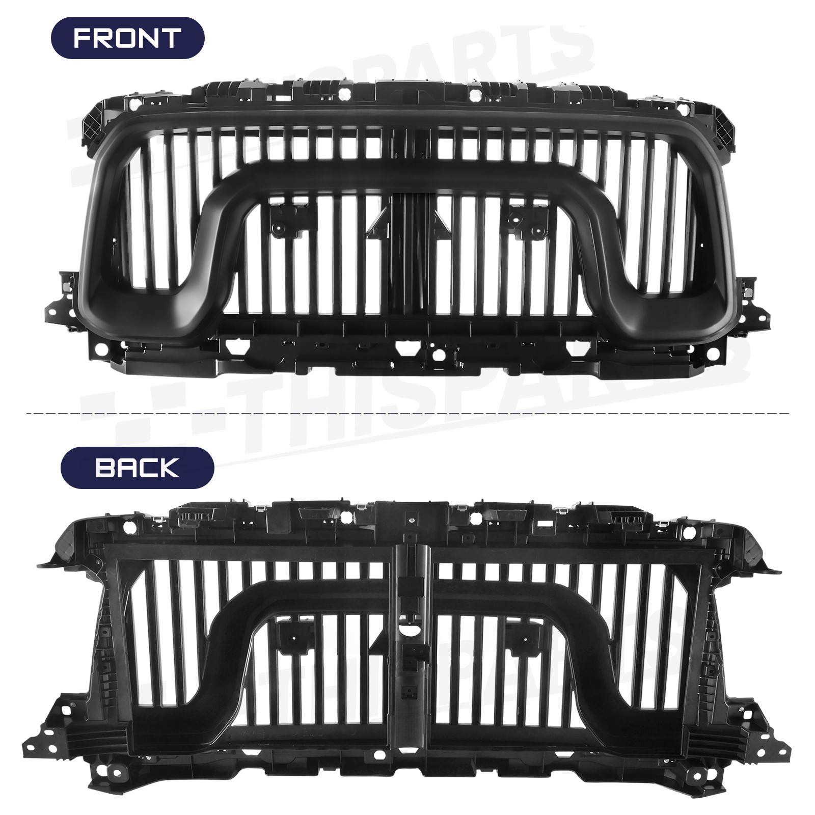 To 75th Anniversary Front Bumper Grille Grill Matte Black For 2019-2024 Ram 2500