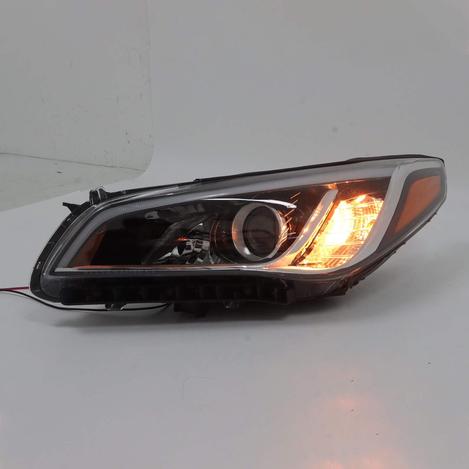 Pair Headlights Assembly Black For 2015-2017 Hyundai Sonata Halogen Clear Lens