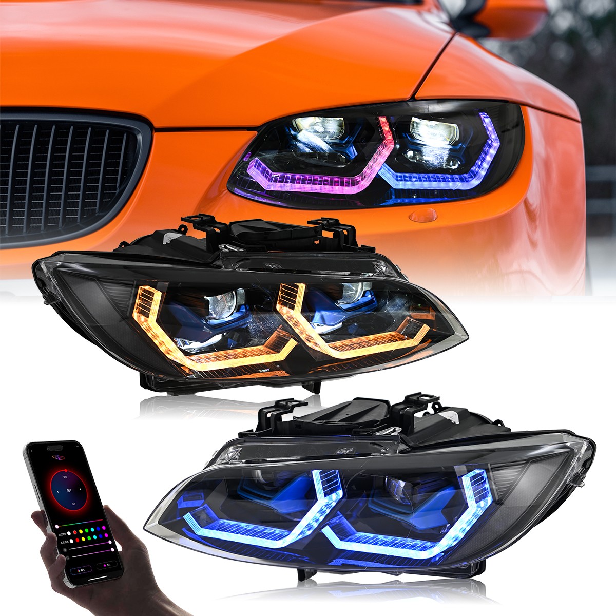USED For 2007-2010 BMW 3 Series E92 E93 LED Headlight Assembly High Low Beam