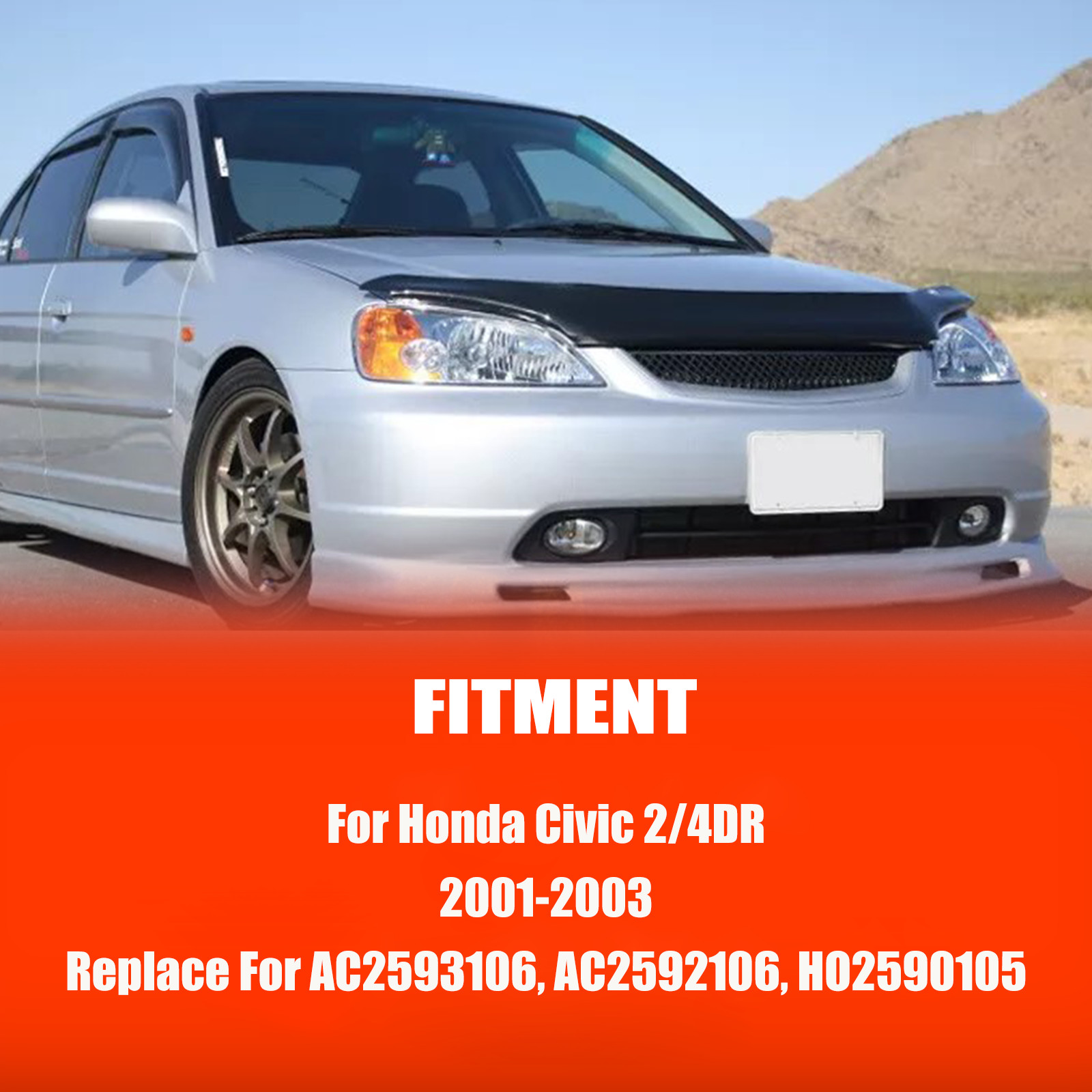 Fit 2001 2002 2003 Honda Civic Front Bumper Clear Fog Lights Lamps w/Wiring Pair
