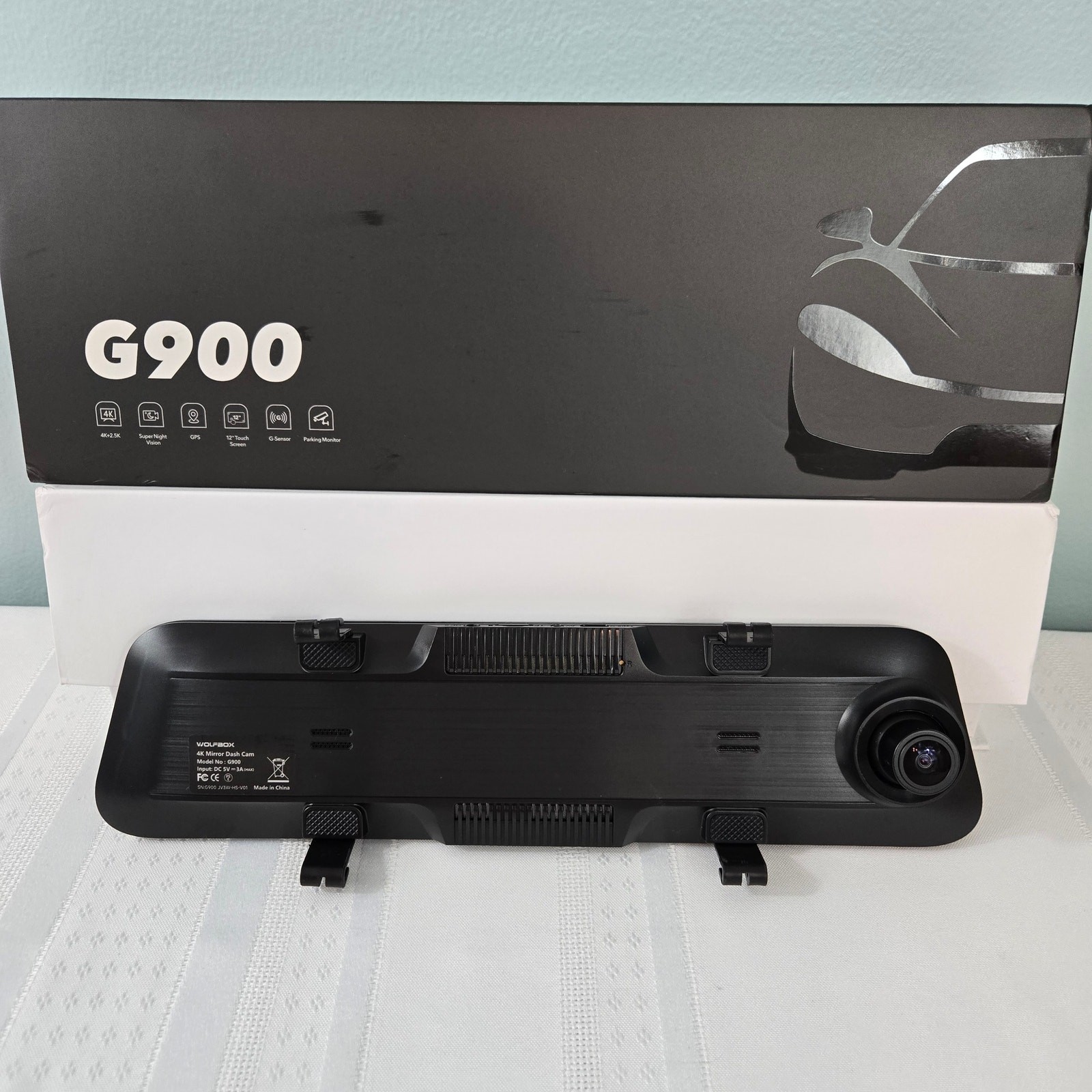 WOLFBOX G900 “EXTENDED PACKAGE” Mirror Camera 4K 11.8″ Dash Cam Front & Rear