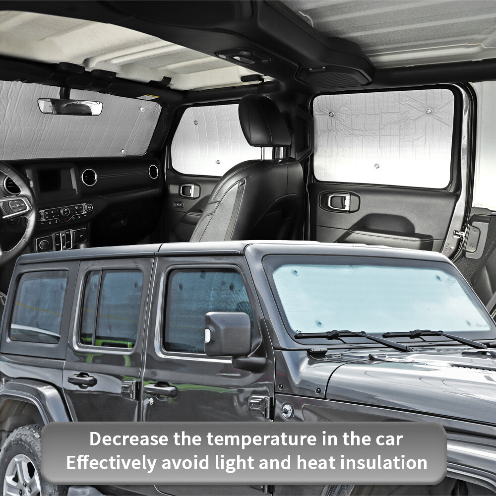 8x Window Shade Windshield Sun Visor Accessories For Jeep Wrangler JL 4DR 2018+