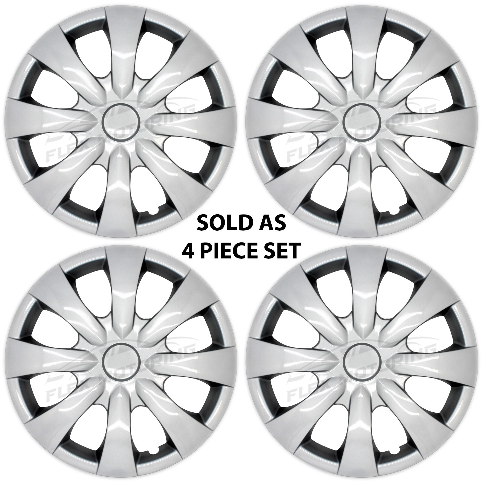 Silver Hub Caps Hubcap Covers 8SPK FOR 2009-2013 Toyota Corolla 15″ Steel Wheel