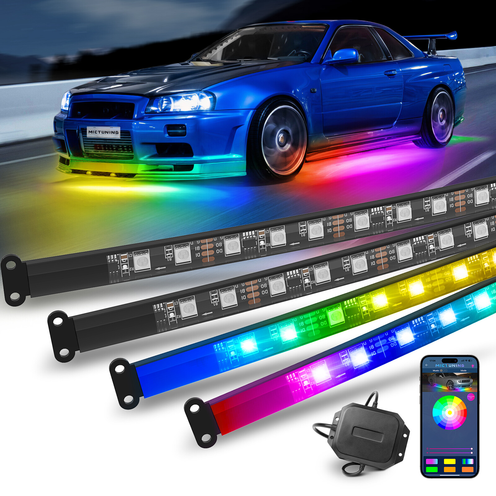 RGB LED Underglow Light Strips LED Neon Kit Dream Color Chasing Underbody Lights