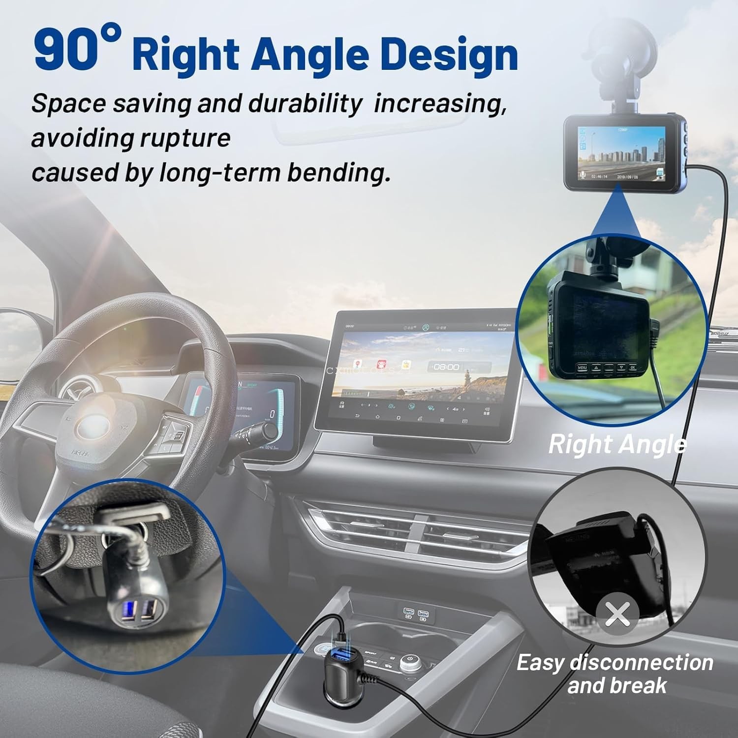 Car Dash Cam Mini USB Charging Cable 13FT For Rexing V1 V1P Pro V5 V3 Rove R2-4K