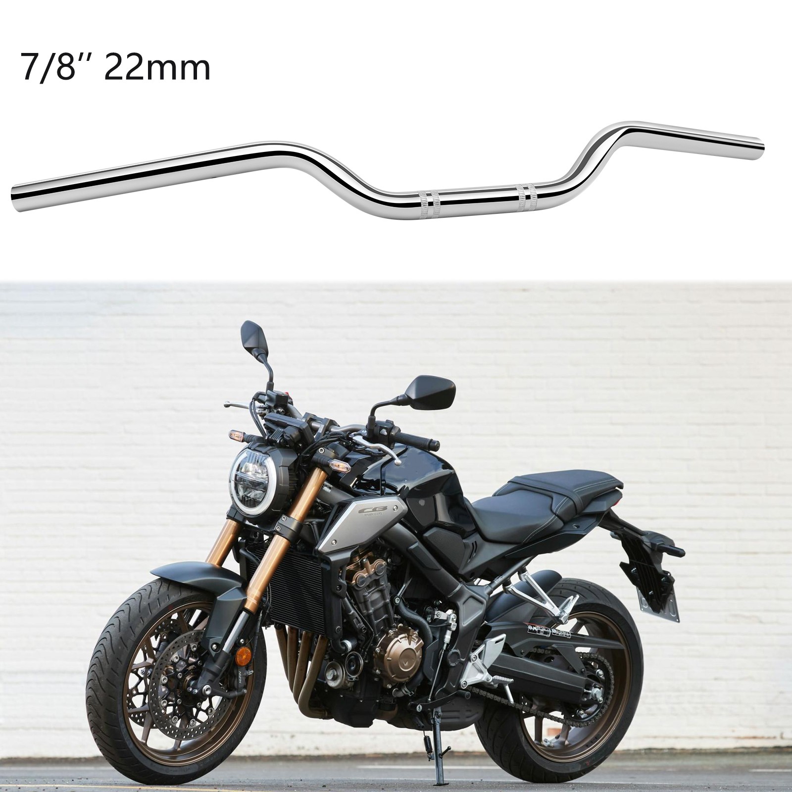 Chrome Motorcycle 7/8″ 22mm Handlebar Drag Bar For Honda CB650R CB600F CB1000R