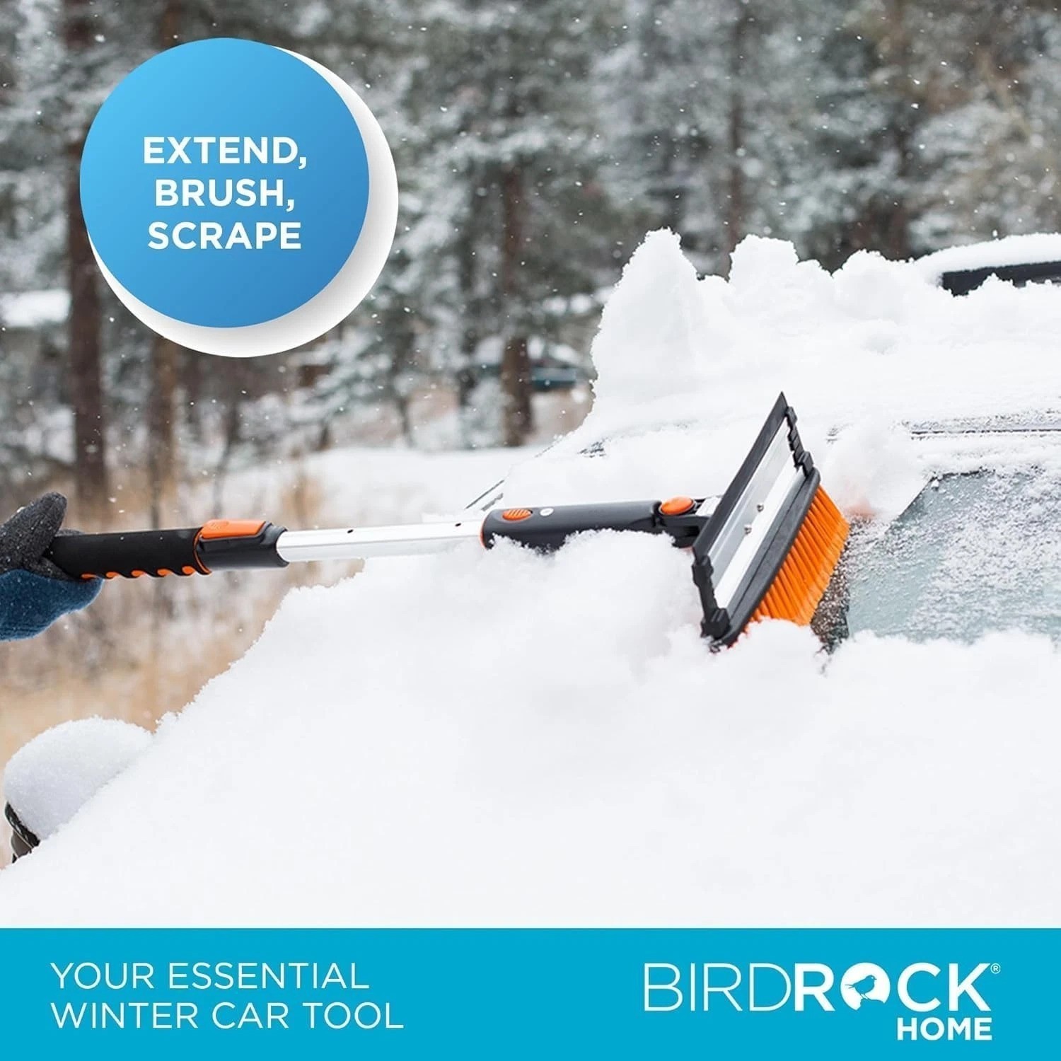 Snow Brush & Ice Scraper Combo: 39″ Extendable Design for All Winter Conditions