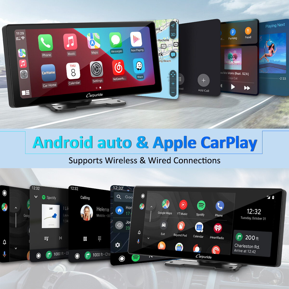 Carpuride W103 Wireless Carplay Android Auto Car Audio Stereo 10.3in Touchscreen