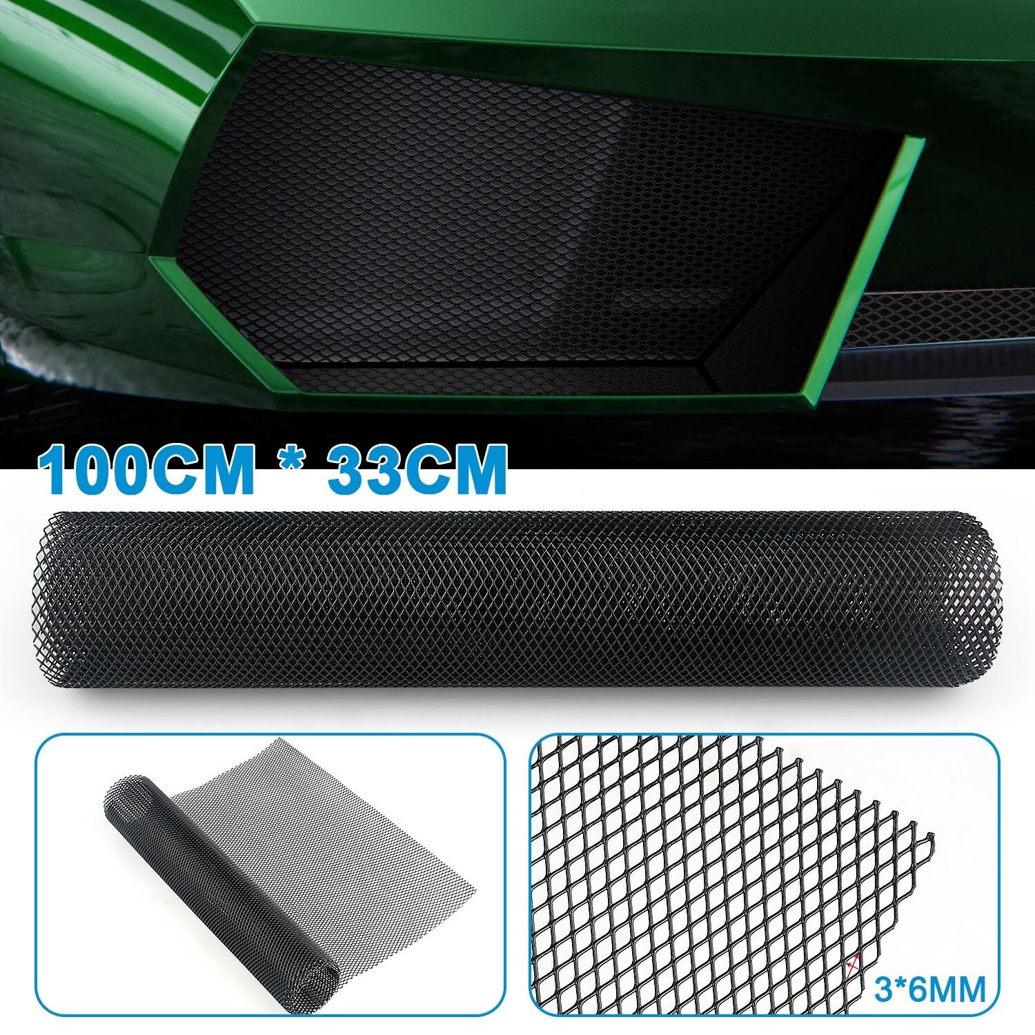 40*13″ Car Grille Mesh Net Sheet Aluminum Rhombic Auto Mesh Grill 0.11″X0.23″