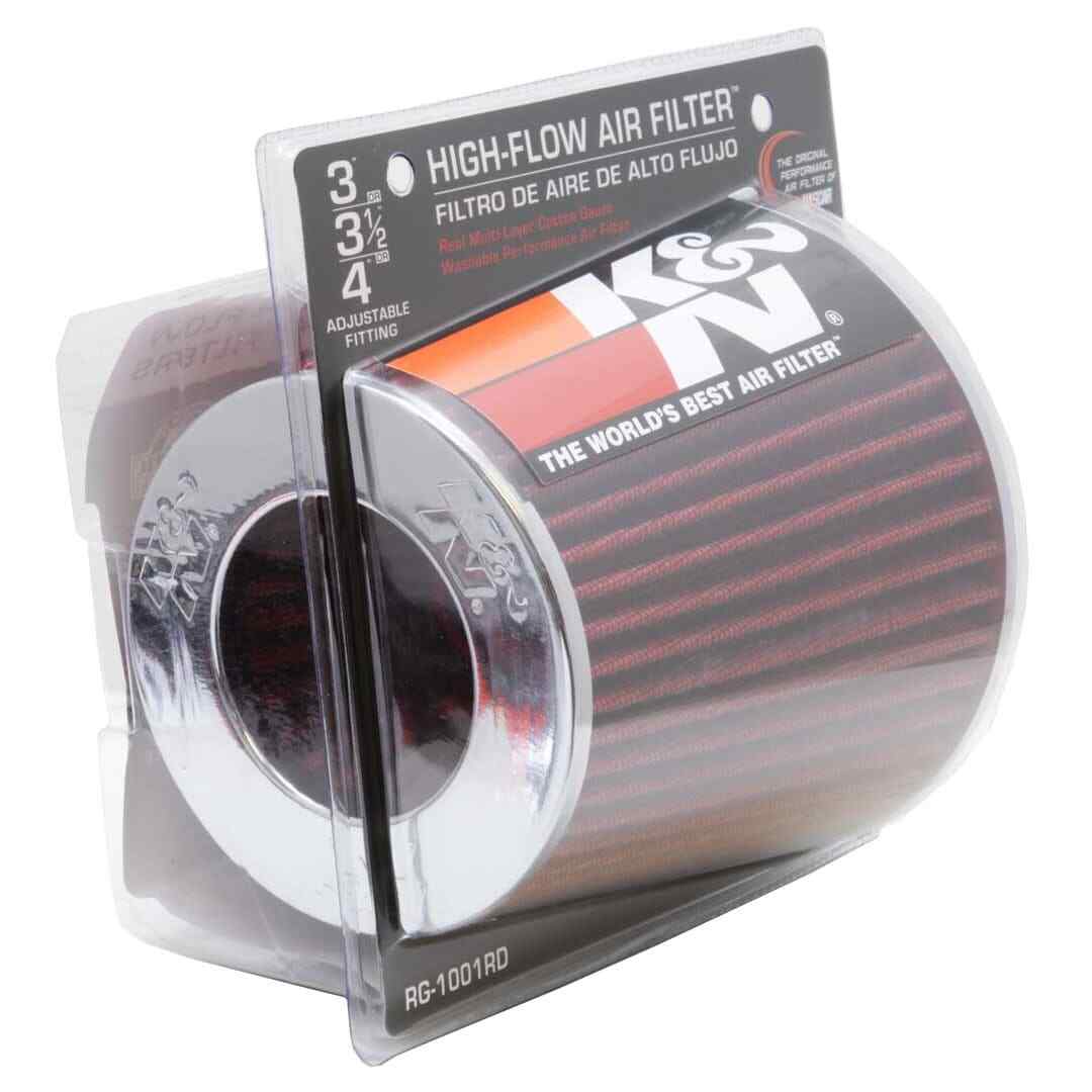 K&N 3″ to 4″ Round Tapered Universal Air Intake Cone Filter Chrome Car/Truck/SUV
