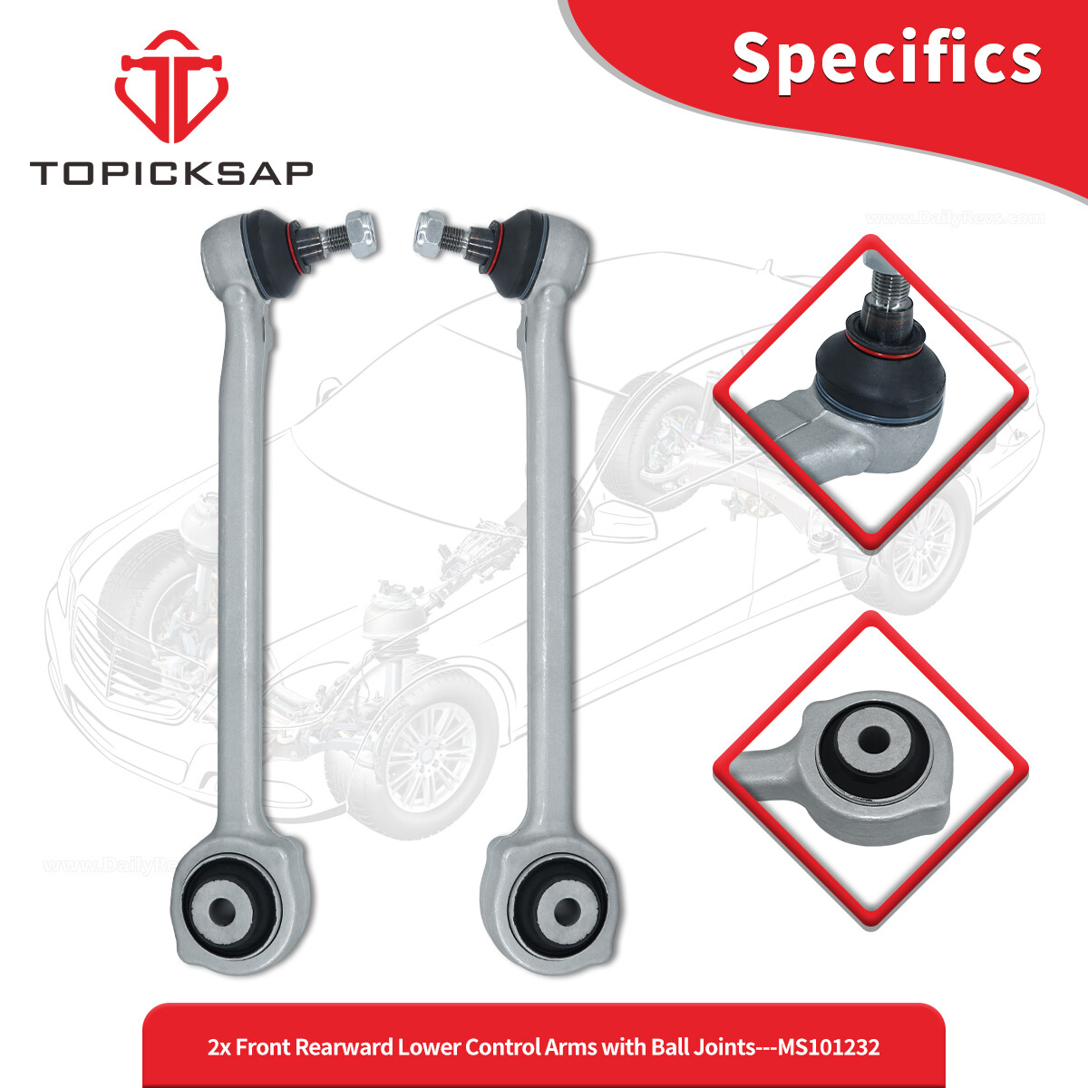 4Pcs Front Lower Forward Rearward Control Arms Ball Joint for GLK250 GLK350 Kit