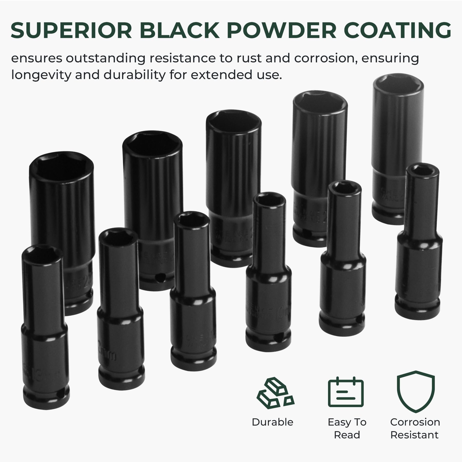 20pcs 1/2″ Drive Impact Socket Set Standard Metric Drive Socket Set (8-32mm)