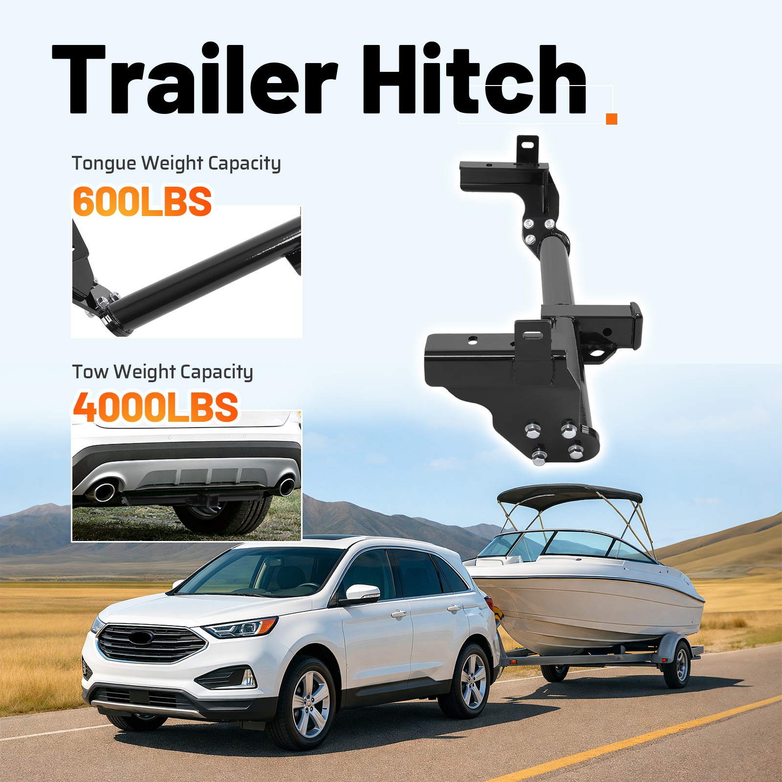 New Class-3 Trailer Towing Hitch 2 Inch Receiver For Ford Edge 2015-2024