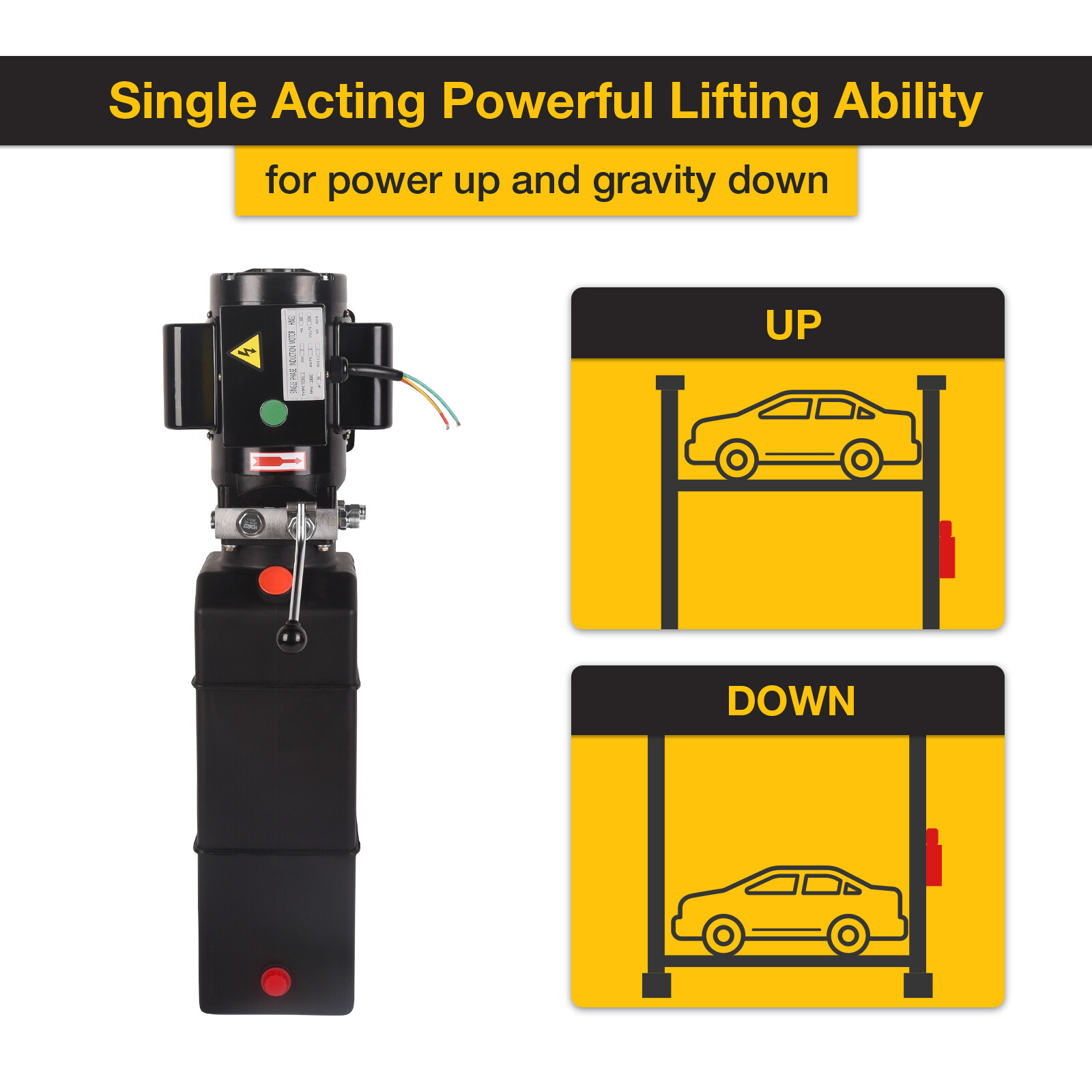 16 Quart Hydraulic Pump 4 Gallon Single Acting 2850rpm Electric Pump 2HP