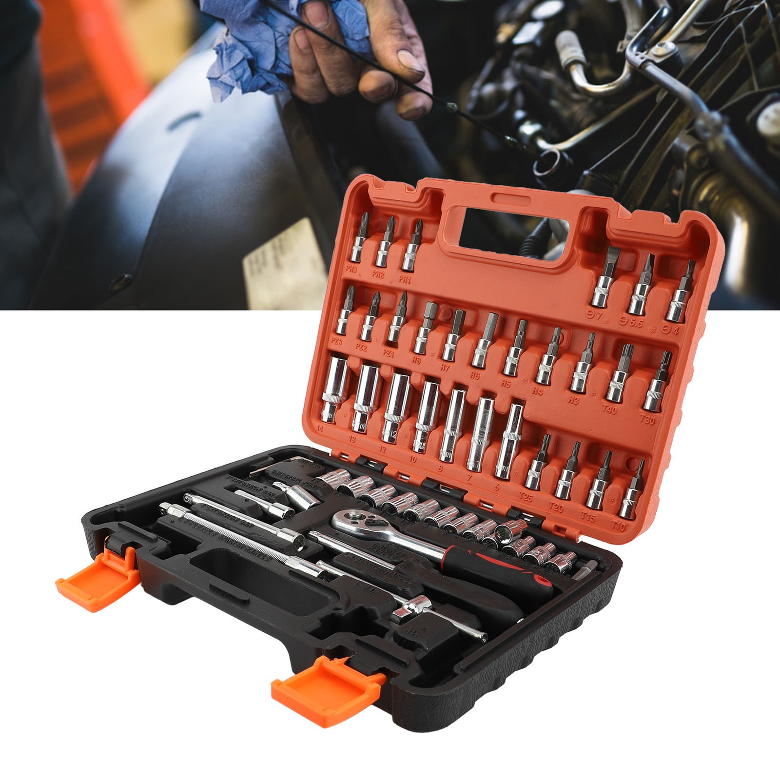 New Professional 53PCS Automotive Socket Wrench Set High Hardness Steel For Car