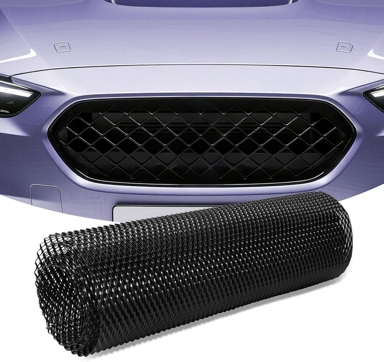 US Universal Car Grille Mesh 40″x13″ – Black Aluminum Rhombic Protection Sheet