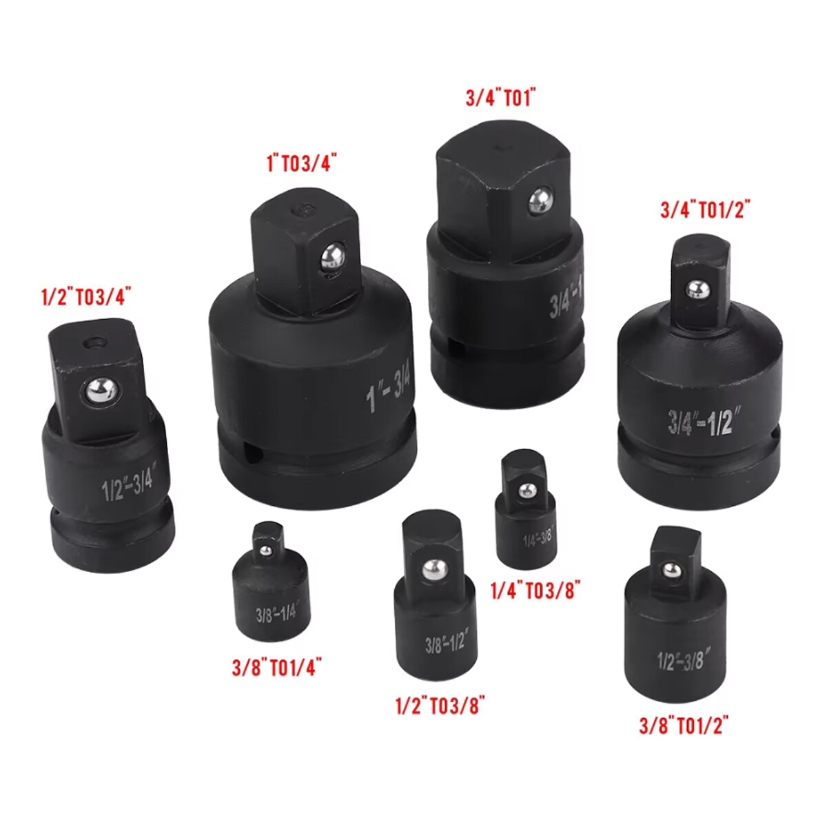 8PCS 3/8″ to 1/4″ 1/2 inch Drive Ratchet SOCKET ADAPTER REDUCER Air Impact Sets