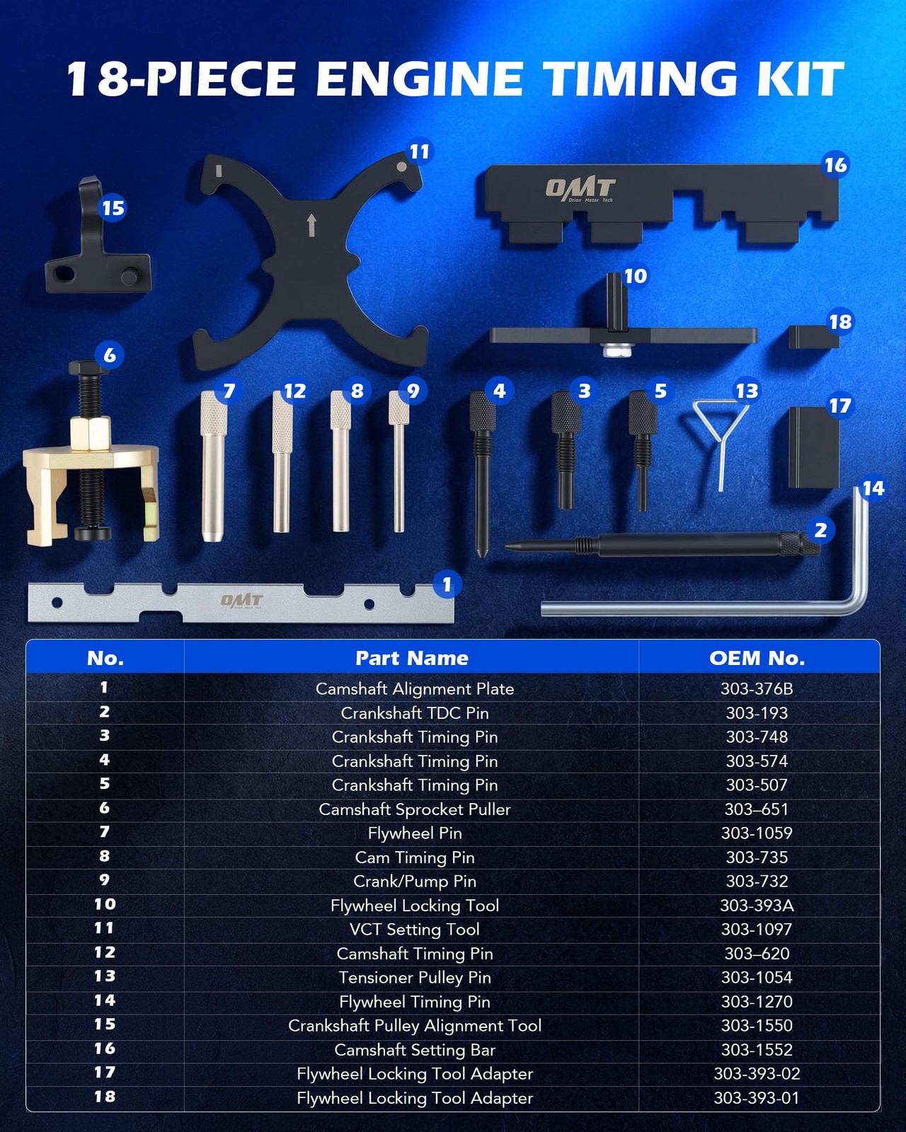 Orion Motor Tech Timing Tool Kit Compatible with Ford 1.4 1.5 1.6 1.8 2.0L