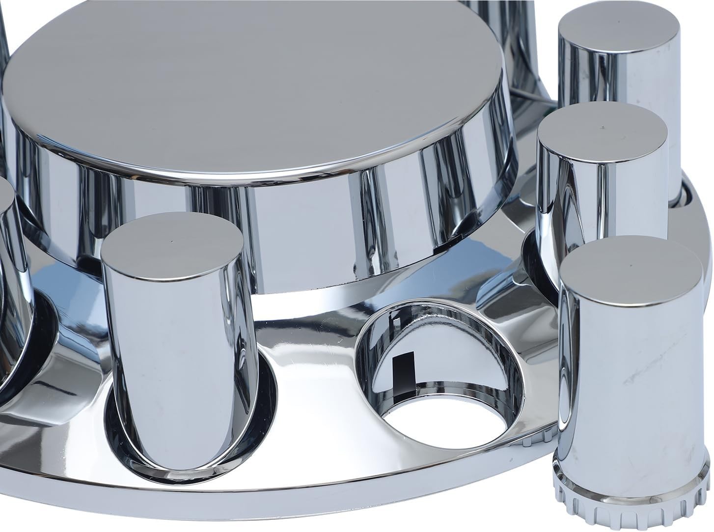 Chrome Flat Top Complete Hub Cover Kit 33mm Lug Nut Wheel Axle Covers Semi Truck