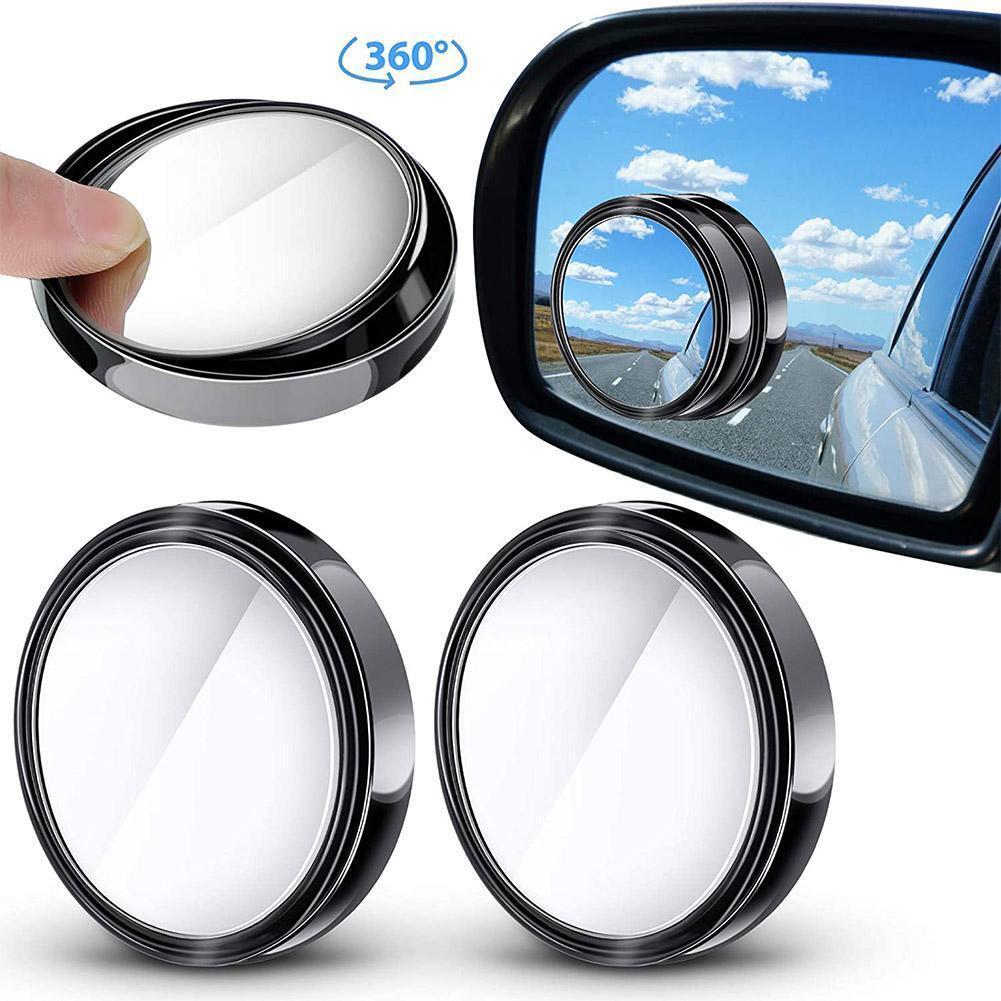 2PCS 360° Side Blind Spot Mirrors Round HD Glass Convex Rear View Mirror for Car