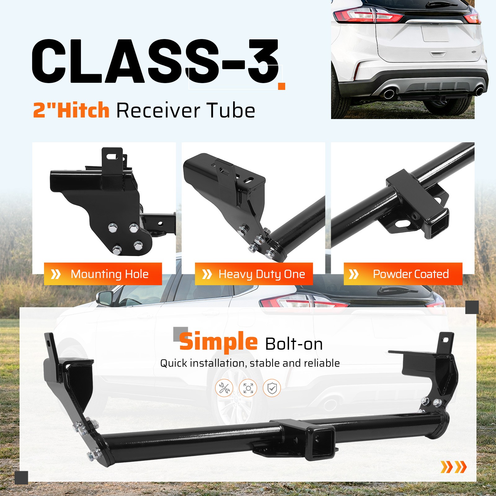 New Class-3 Trailer Towing Hitch 2 Inch Receiver For Ford Edge 2015-2024